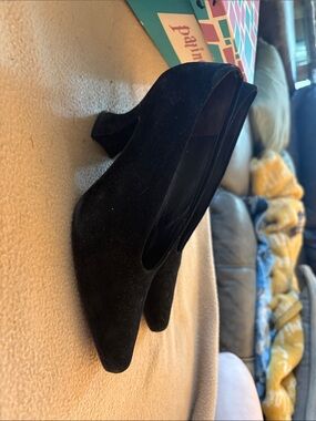 Via Spiga Black Suede Block Heel Pumps